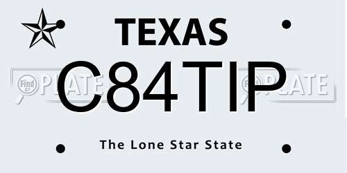 C84TIP Texas License Plate
