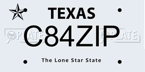 C84ZIP Texas License Plate