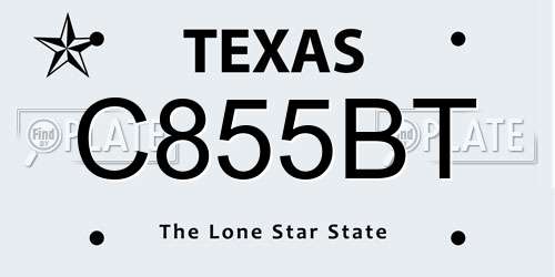 C855BT Texas License Plate