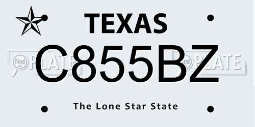 C855BZ Texas License Plate
