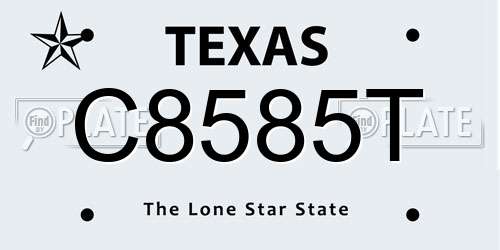C8585T Texas License Plate