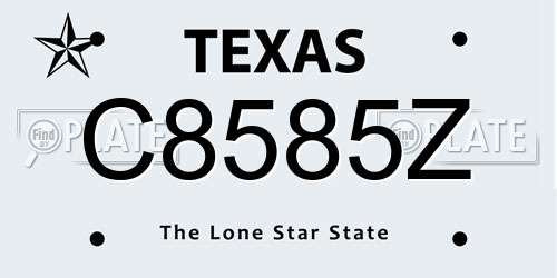 C8585Z Texas License Plate