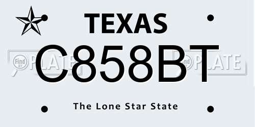 C858BT Texas License Plate