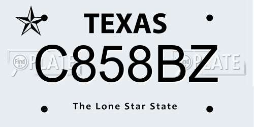 C858BZ Texas License Plate