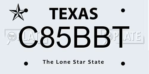 C85BBT Texas License Plate