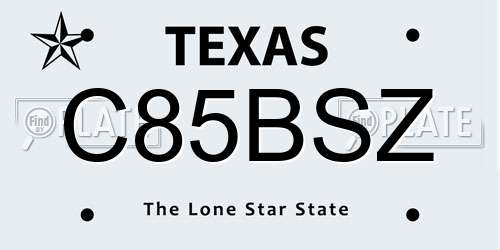 C85BSZ Texas License Plate