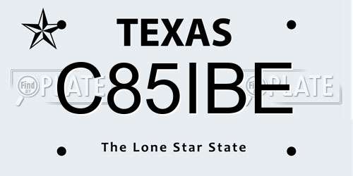 C85IBE Texas License Plate