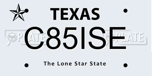 C85ISE Texas License Plate