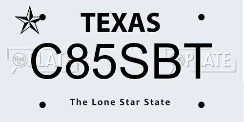 C85SBT Texas License Plate