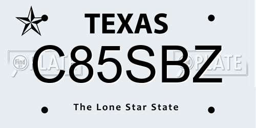 C85SBZ Texas License Plate
