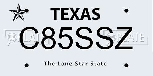 C85SSZ Texas License Plate