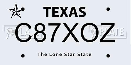 C87XOZ Texas License Plate