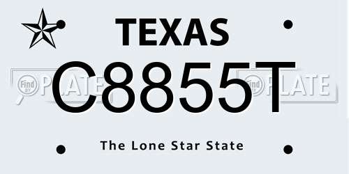 C8855T Texas License Plate