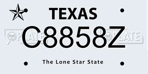 C8858Z Texas License Plate