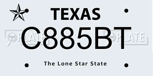 C885BT Texas License Plate