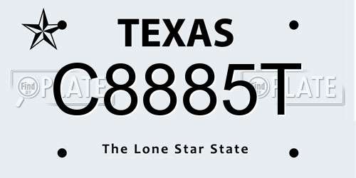 C8885T Texas License Plate