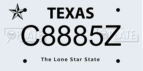 C8885Z Texas License Plate