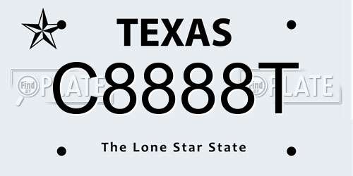 C8888T Texas License Plate