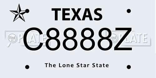 C8888Z Texas License Plate