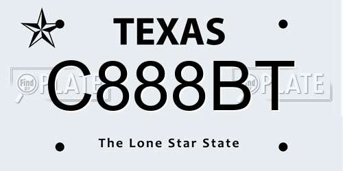 C888BT Texas License Plate