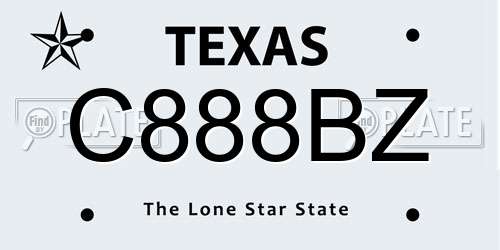 C888BZ Texas License Plate