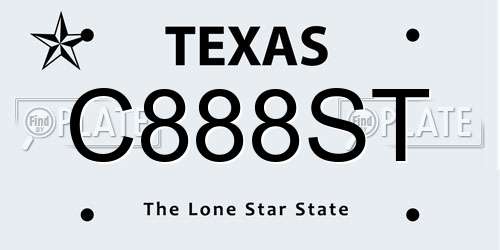 C888ST Texas License Plate