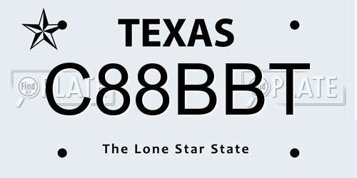 C88BBT Texas License Plate