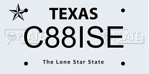 C88ISE Texas License Plate