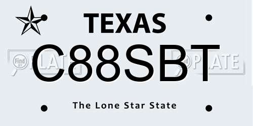 C88SBT Texas License Plate