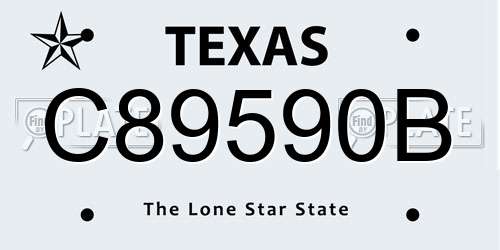 C89590B Texas License Plate