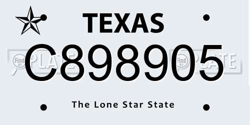 C898905 Texas License Plate