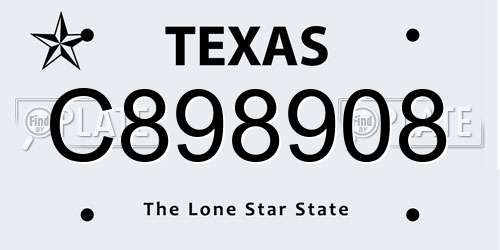C898908 Texas License Plate