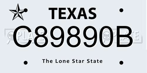 C89890B Texas License Plate