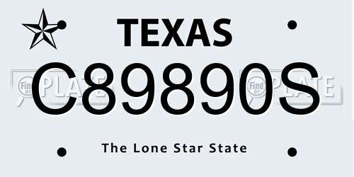 C89890S Texas License Plate