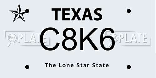 C8K6 Texas License Plate