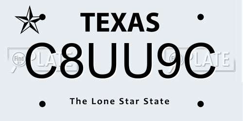 C8UU9C Texas License Plate