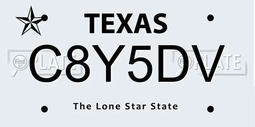 C8Y5DV Texas License Plate