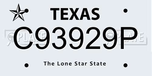 C93929P Texas License Plate