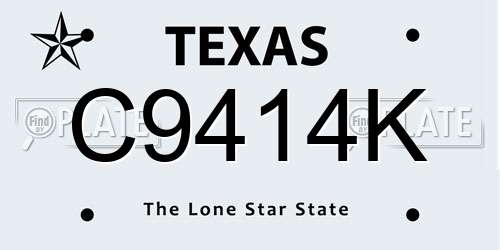 C9414K Texas License Plate