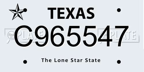 C965547 Texas License Plate