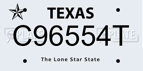 C96554T Texas License Plate