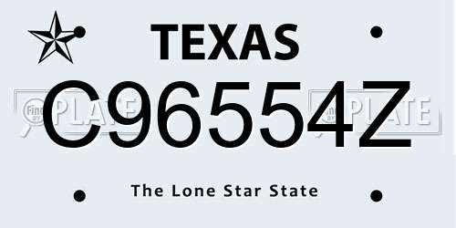 C96554Z Texas License Plate