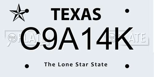 C9A14K Texas License Plate