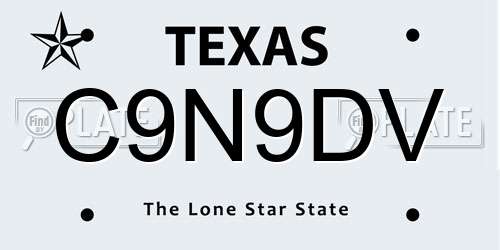 C9N9DV Texas License Plate