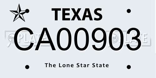CA00903 Texas License Plate