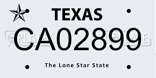 CA02899 Texas License Plate