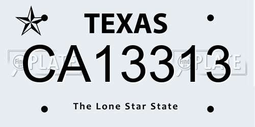 CA13313 Texas License Plate