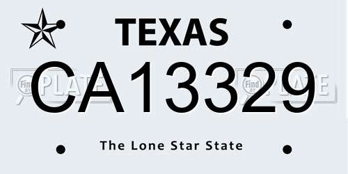 CA13329 Texas License Plate