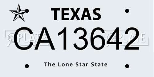 CA13642 Texas License Plate