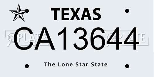 CA13644 Texas License Plate
